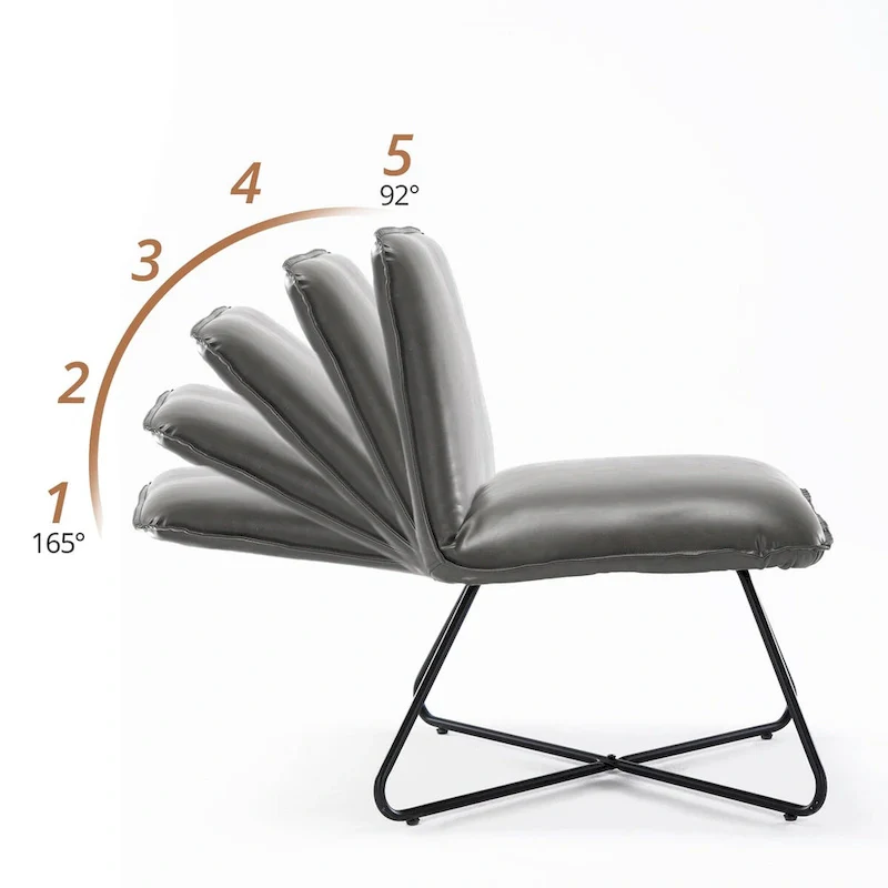 Mid Century Faux Leather Accent Chair With Adjustable Backrest Set of 2 - 31.5 H X 22.2 W X 23.6 D