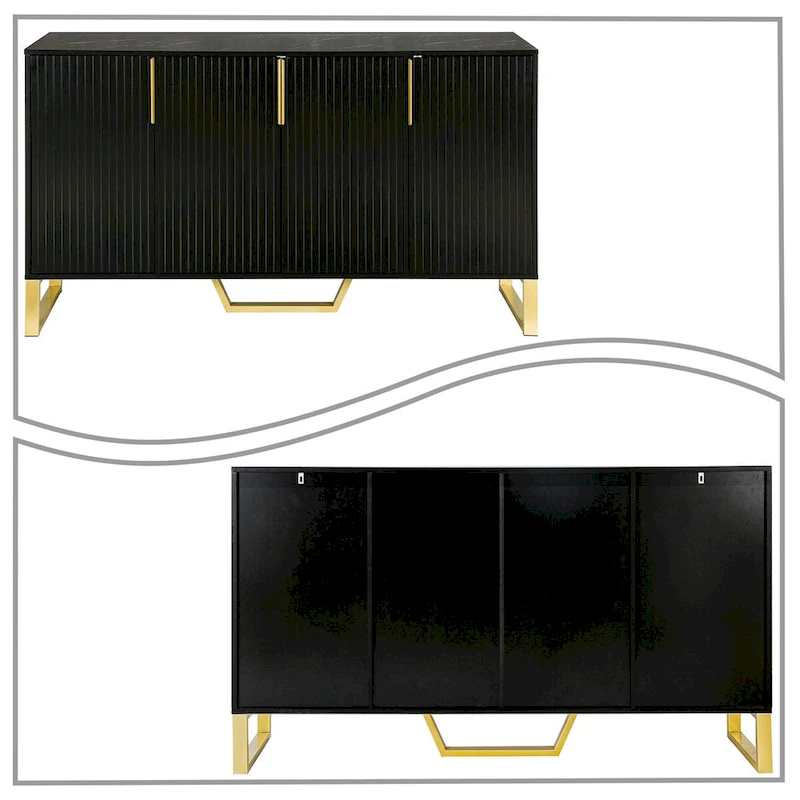 Modern Stylish Freestanding Wooden Sideboard with Imitation Marble Sticker TableTop