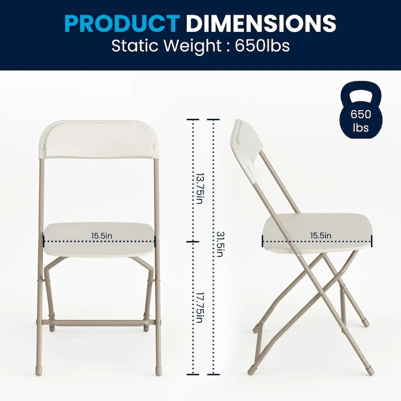 Plastic Folding Chair - 10 Pack 650LB Weight Capacity - Event Chair