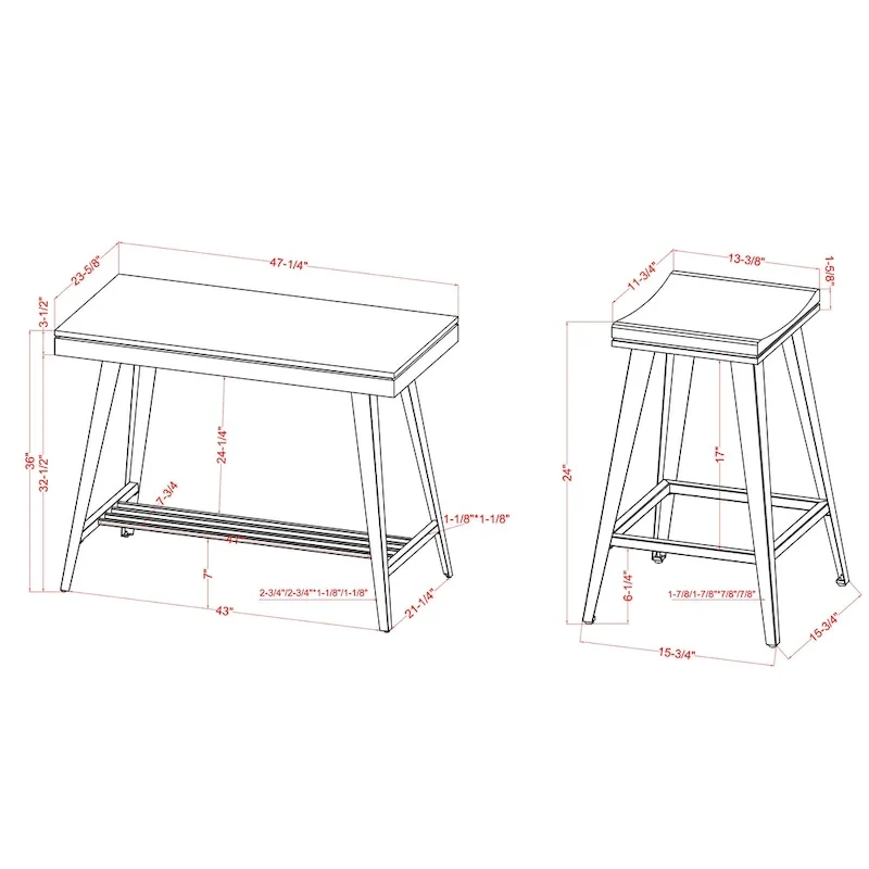 Kaylen Modern 3-Piece Steel Legs Counter Height Table Set by Furniture of America