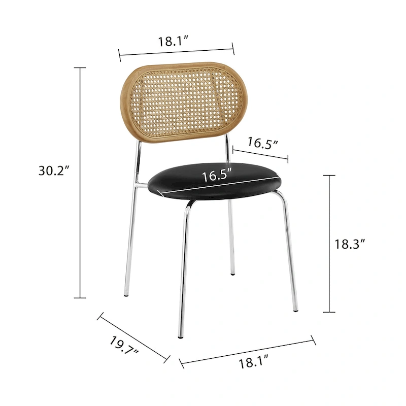 Art Leon Cane Back Faux Leather Upholstered Dining Chair (Set of 2)