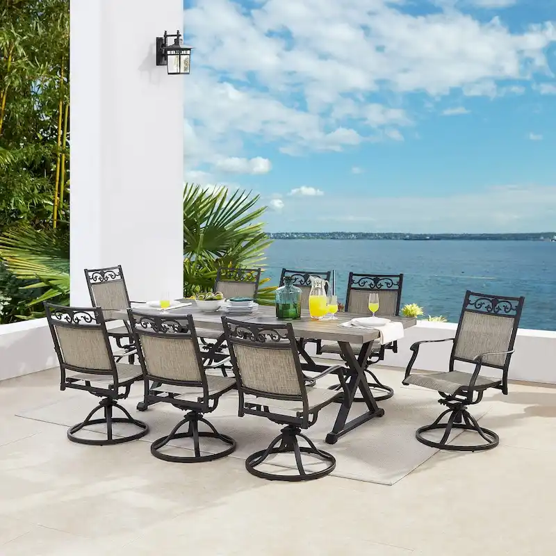 9 Piece Outdoor Dining Set Includes 8 Chairs and 1 Dining Table