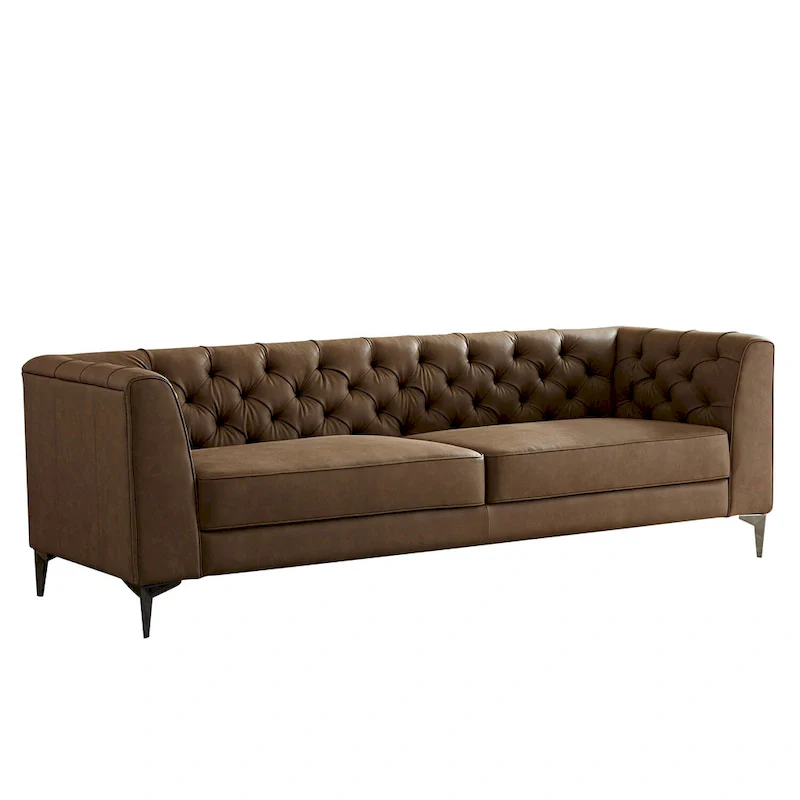 Modern Faux Leather Sofa with Metal Feet