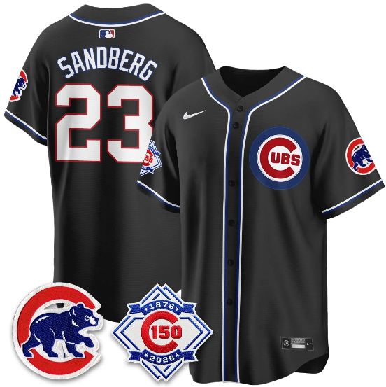 Chicago Cubs Ryne Sandberg 150th Anniversary Black Out Style Vapor Premier Limited Jersey