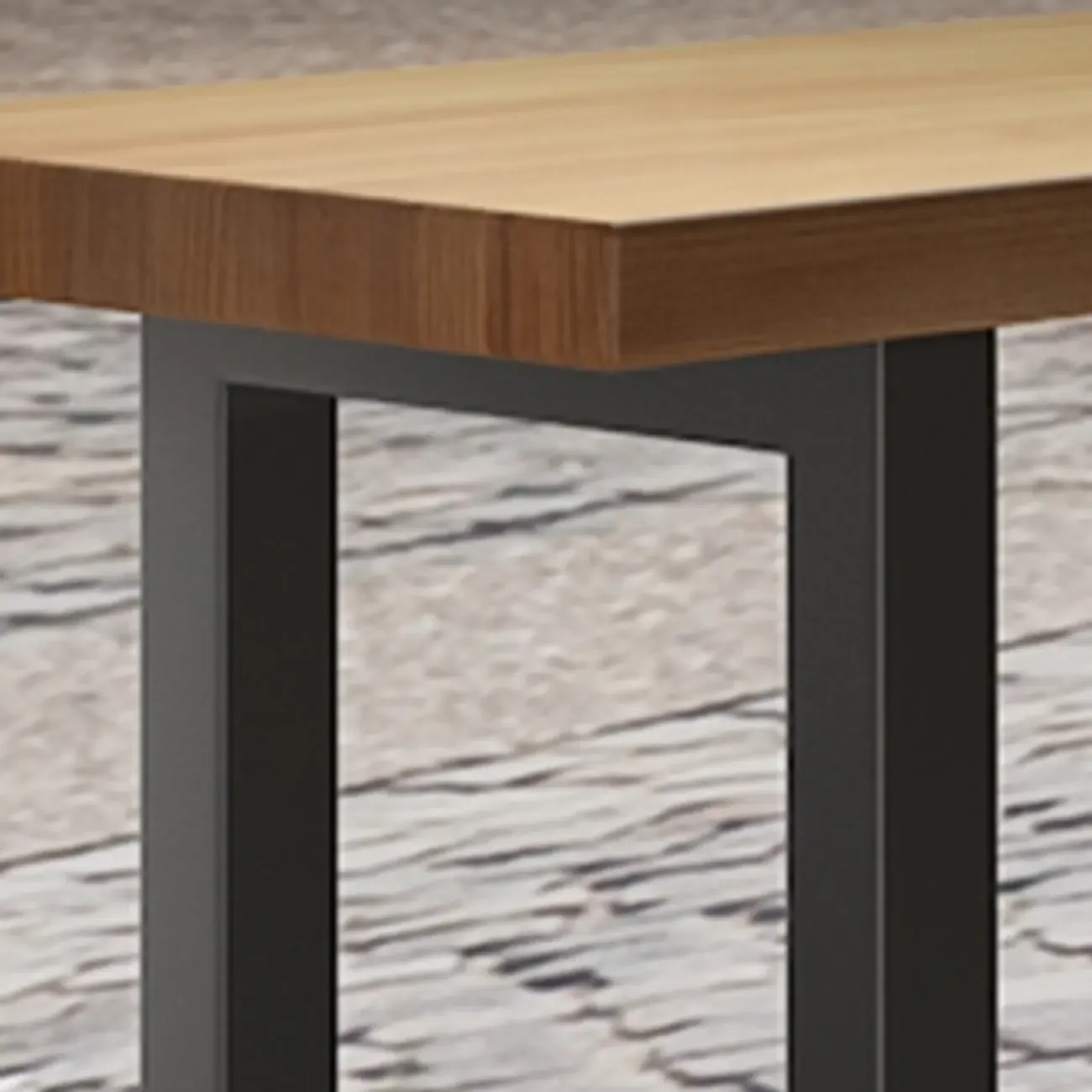 Natural Finish Rectangular Wood Metal Long Trestle Bar Table