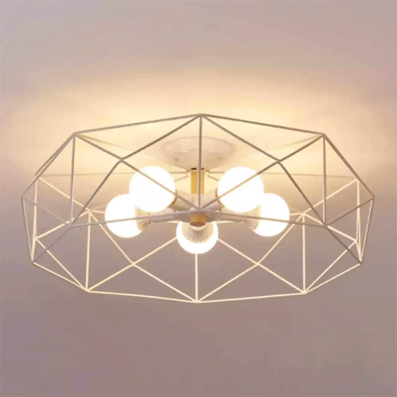 Sleek Gold Semi-Flush Ceiling Light with Iron Drum Shade