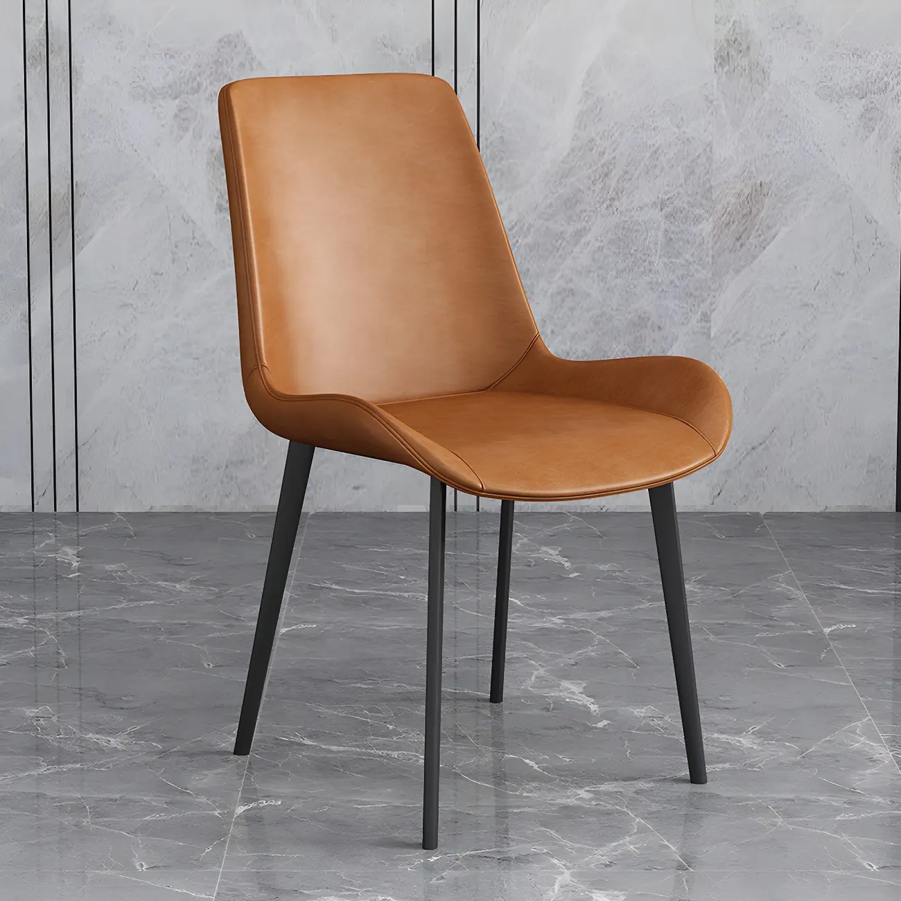 Sloped Armless Leather Upholstered Parsons Dining Chair