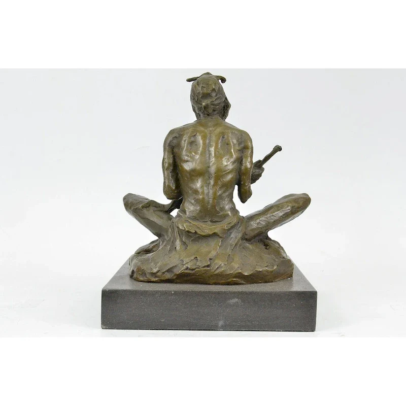 Native American Man Indian Style Drummer Tom Tom Bronze Statue Sculpture