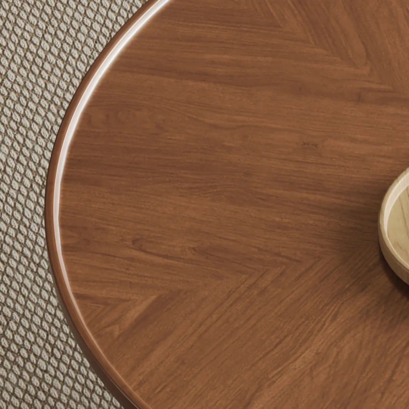 Metal Base Nesting Brown Wood Round Drawer Coffee Table