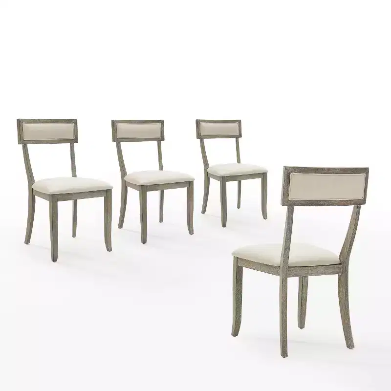 Crosley Alessia 4pc Dining Chair Set: Padded Backrest, Splayed Legs, Polyester Upholstery
