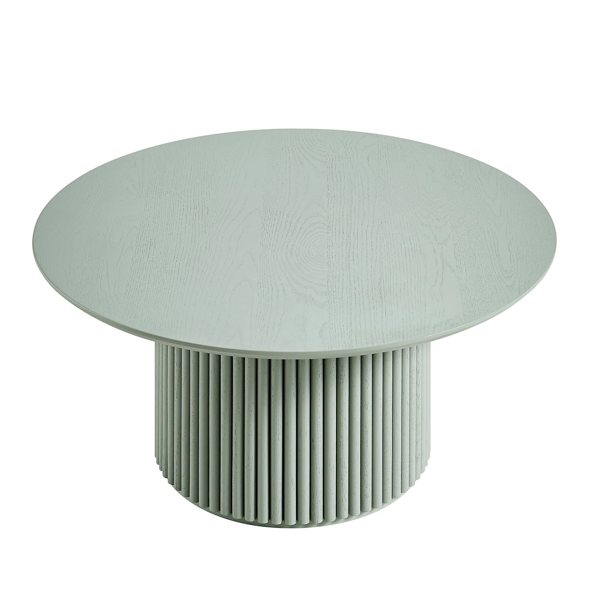 Round Oak Pedestal Coffee Table, Sage Green
