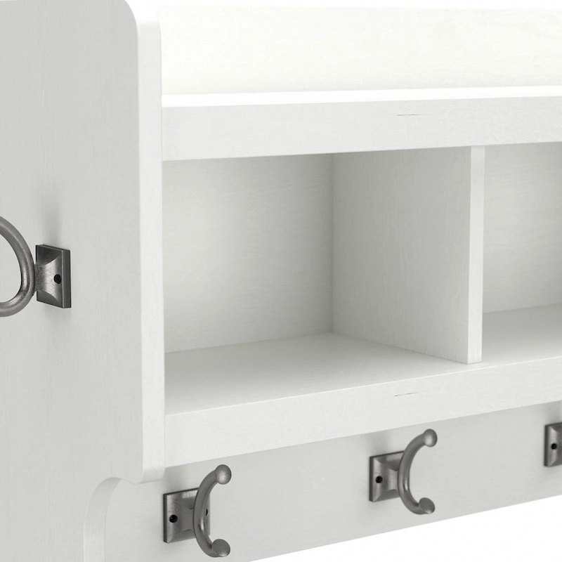 Woodland 40W Shoe Bench w/ Shelves & Wall Coat Rack by Bush Furniture