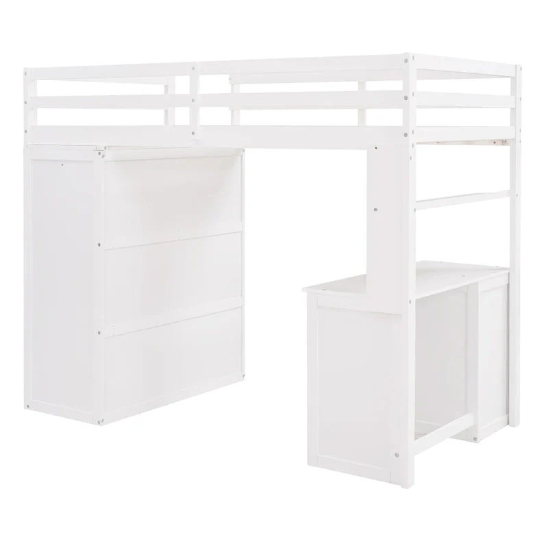 Multi-Functional Twin/Full Size Loft Bed with Drawers, Desk, Wardrobe - Space-Saving Study Area