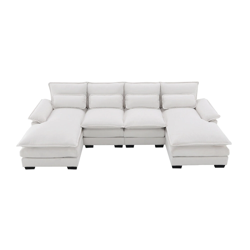 Modern Upholstered 6-Seat Modular U-Shaped Sleeper Sectional Sofa