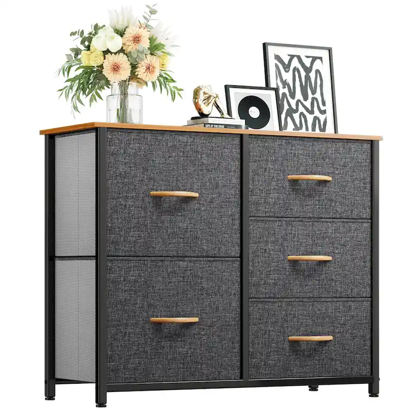 5-drawers Furniture Storage Chest Grey Dresser Organizer
