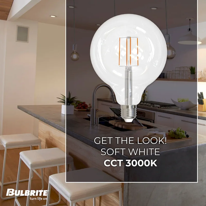 Bulbrite Pack of (2) 8.5 Watt Dimmable Filament G40 Medium (E26) LED Bulb