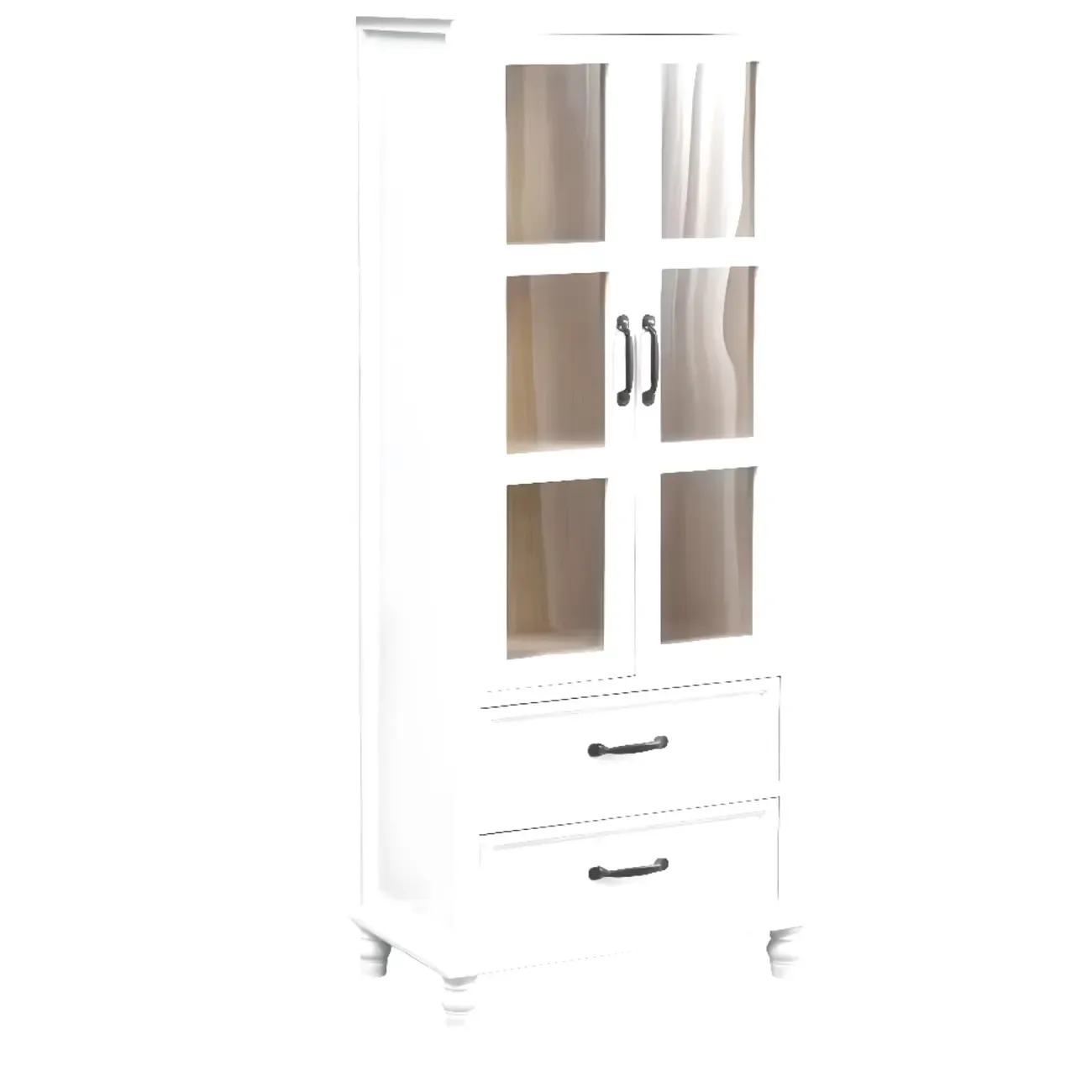 Freestanding Solid Wood White Cabinet with Drawers