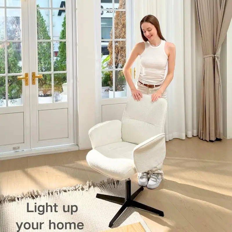 HomyLin Upholstered Accent Chair Swivel Side Chair with Armrest