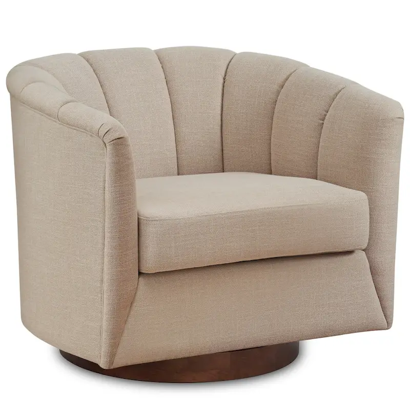 Fabric Swivel Chair with 360 Rotation, Wooden Base and 350lb Weight Capacity