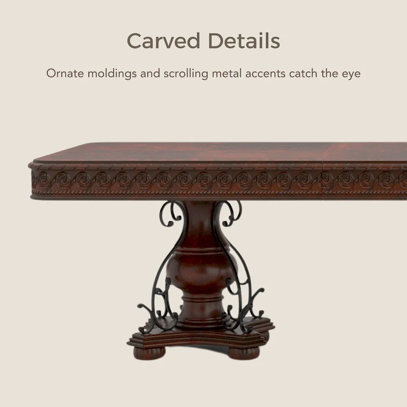 Furniture of America Baburam Traditional Cherry 120-inch Dining Table