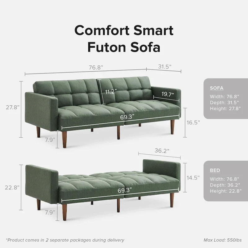 Mopio Aaron Futon Convertible Sofa Sleeper Futon