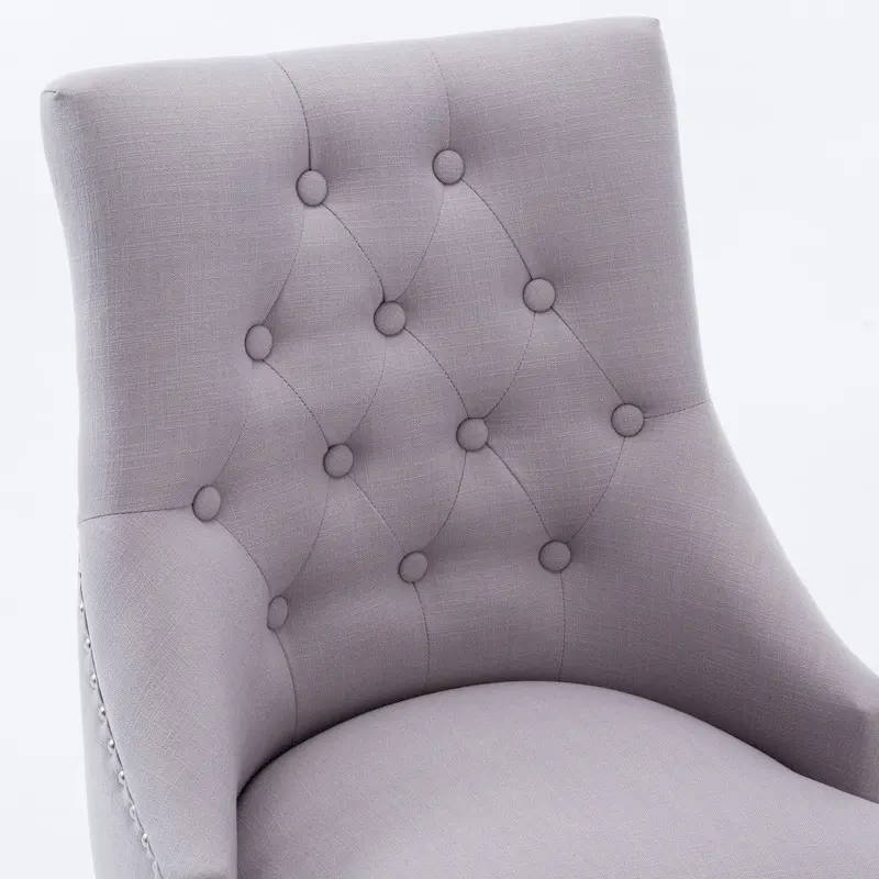 Mid-century Modern Dining chairs Button Tufted Accent Chairs with Nailhead Trim Set of 2