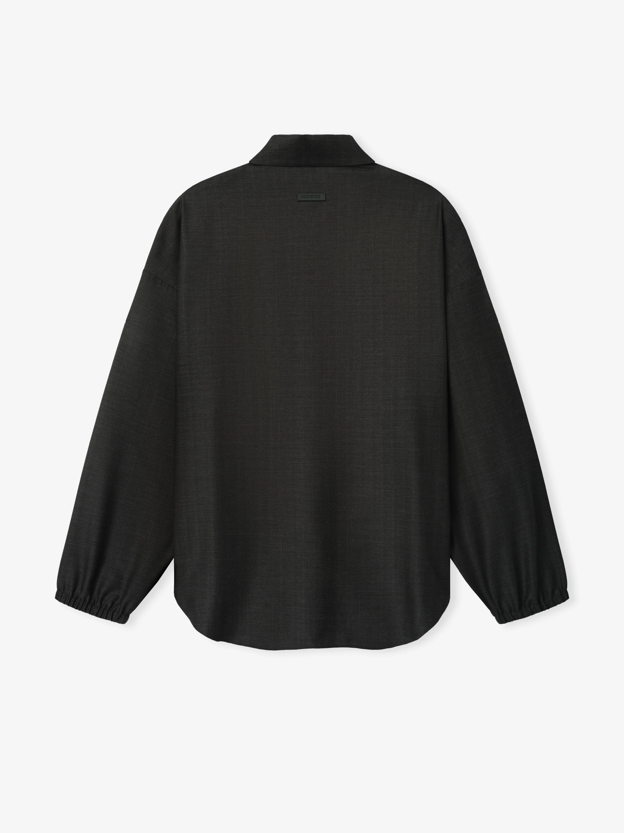 Grey Striped Wool Elastic Cuff Shirt