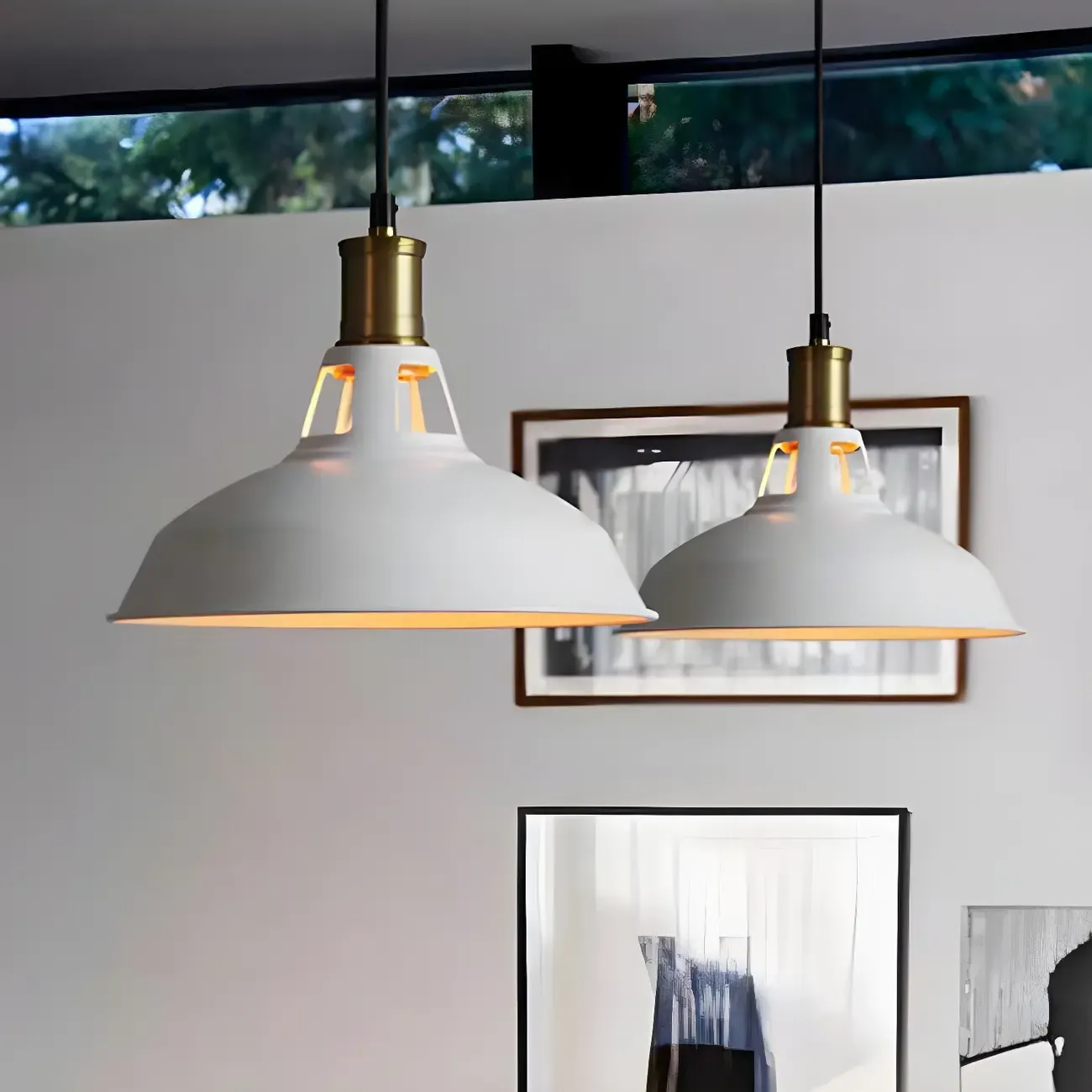 Industrial 1-Light Black Gold Iron Barn Pendant Light
