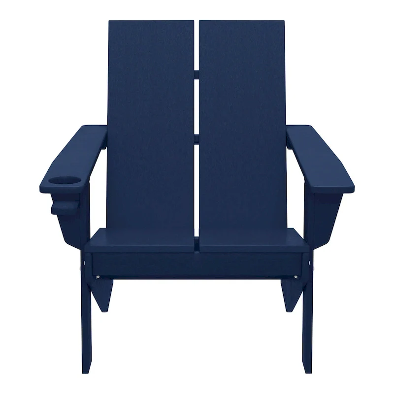 Polytrends Coastin Modern Poly Adirondack Chair (Set of 4), Black