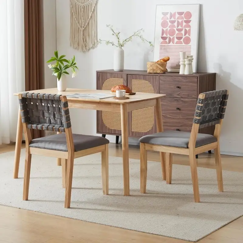 Mid Century Modern Wooden Dining Chairs Set of 2