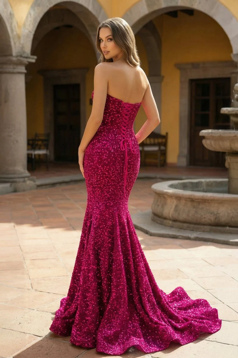 Mermaid Sweetheart Neck Sequins Prom Dress