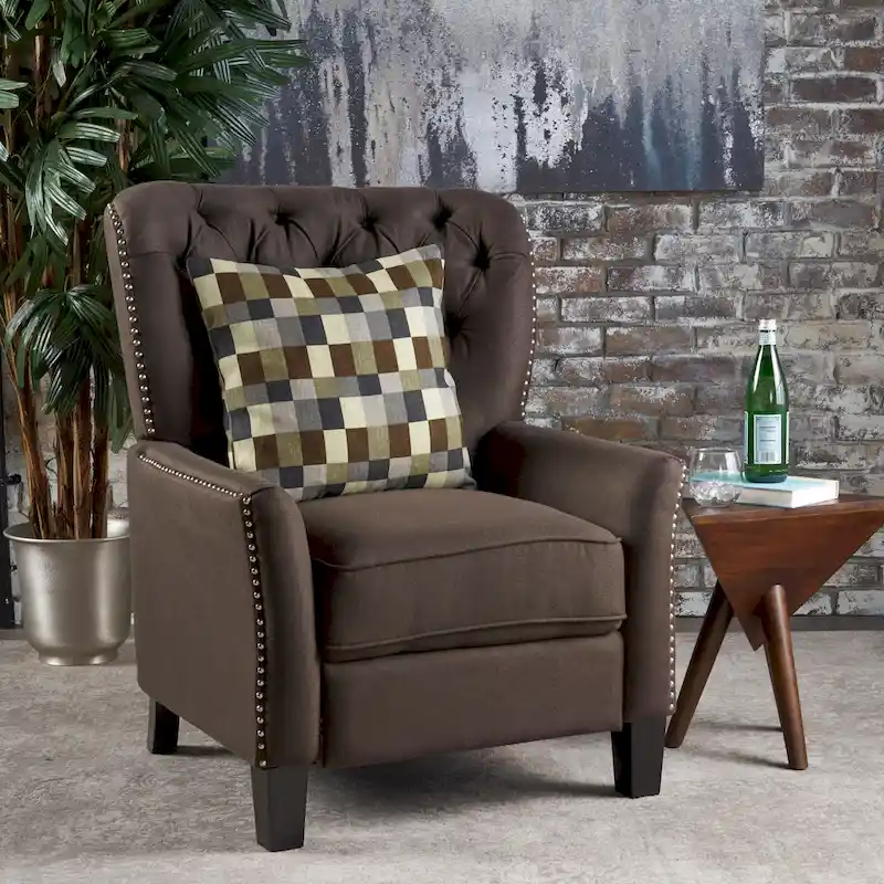 Coffee / Dark Charcoal / Dark Teal / Light Grey Tufted Fabric Recliner – Single