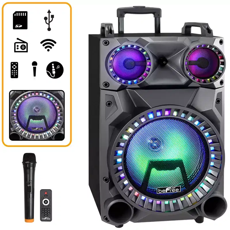 beFree Sound Rechargeable 12 Inch Bluetooth Portable Party Speaker