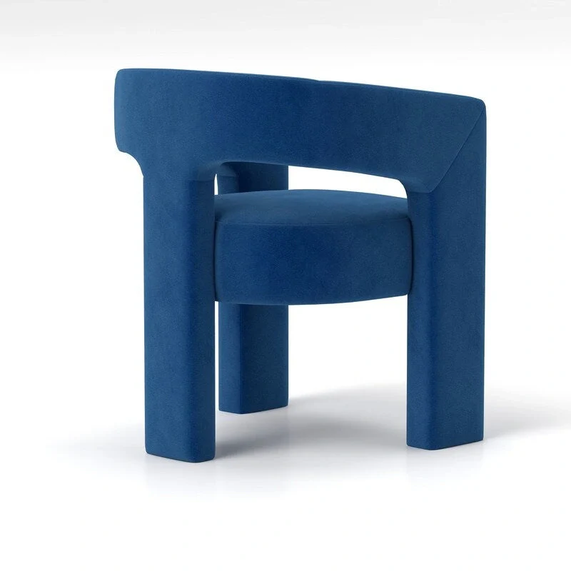 Modern Glam Velvet Upholstered Dining Chair, Open-Back Accent Chair