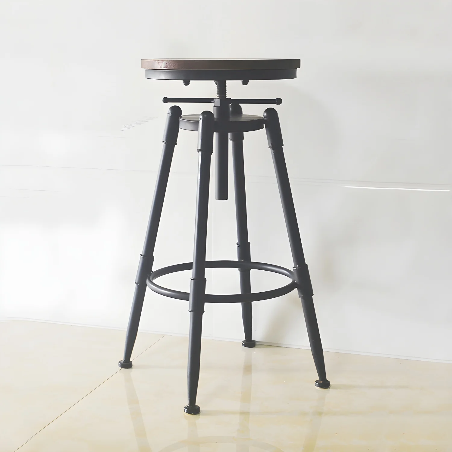 Industrial Metal Leather Swivel Bar Stools with Back