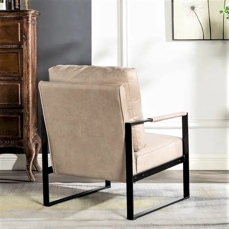 Microfiber Upholstery Metal Arms Chair