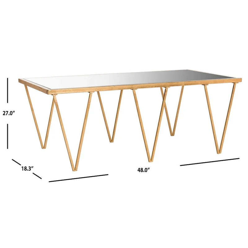 SAFAVIEH Armida Antique Gold Leaf Coffee Table - 48 x 18.3 x 27 - 48Wx18Dx27H
