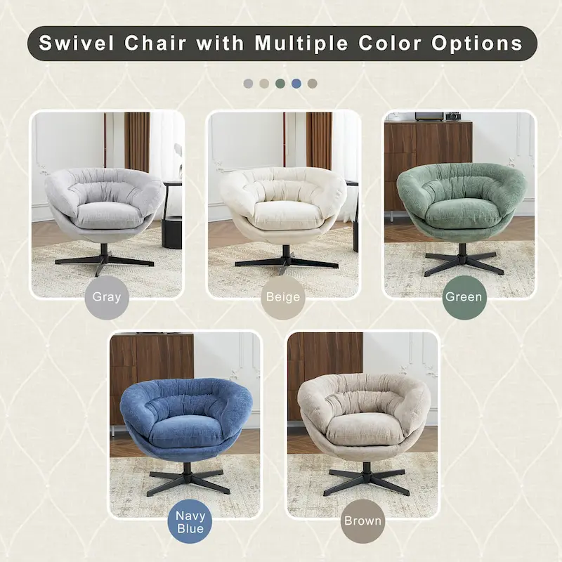 Chenille Upholstered Swivel Club Chair