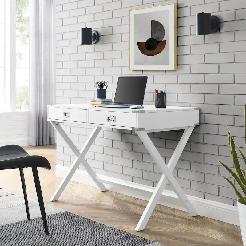 Computer Desk with Storage, Solid Wood Desk with Drawers, Modern Study Table for Home Office,Small Writing