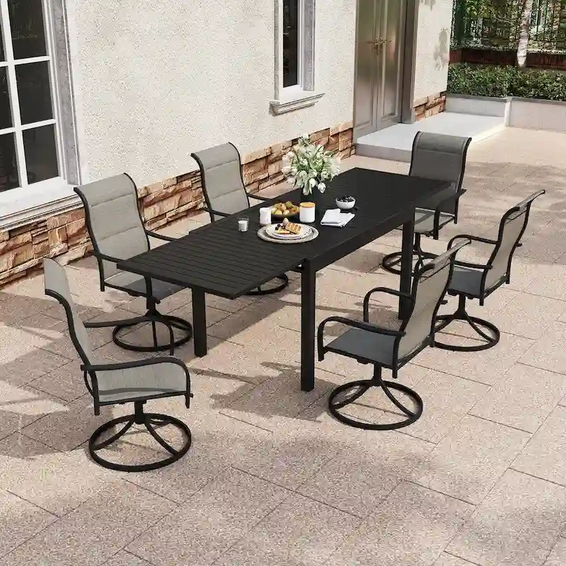 7 Pieces Outdoor Dining Set with 1 Extendable Dining Table