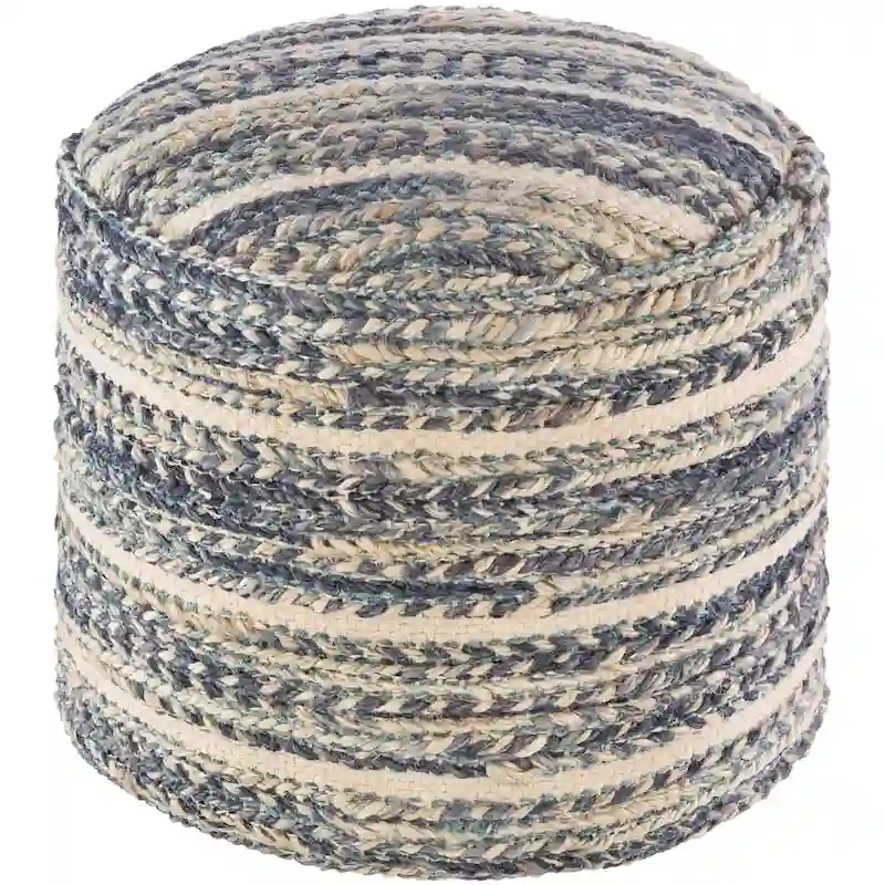 Bohemian Braided 18-inch Cylinder Pouf