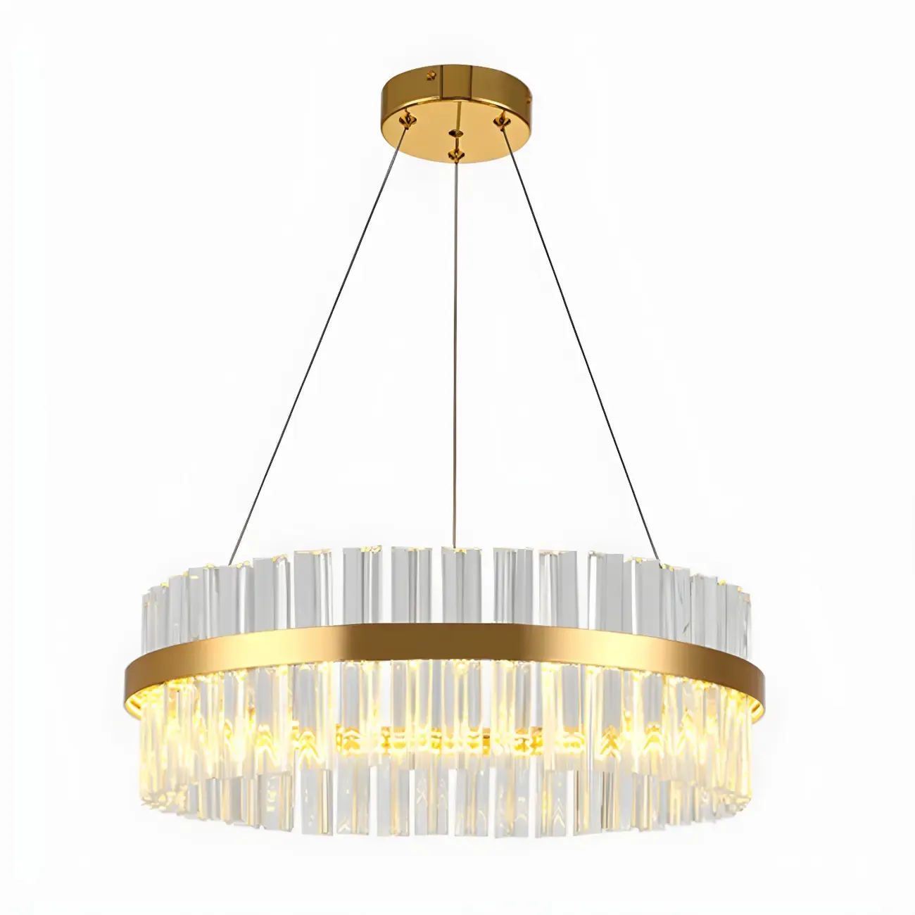 Modern Brass Round Crystal Island Chandelier
