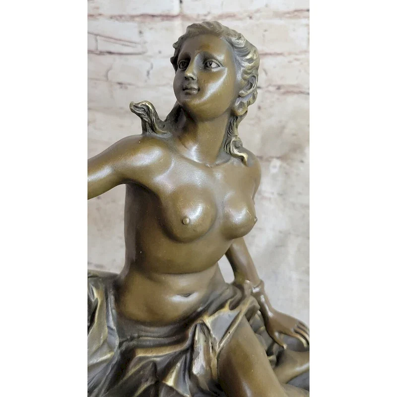 Andromeda Princess Prisoner Of Dragon Bound Girl Bronze Statue Sculpture 17 Inches X 11 Inches