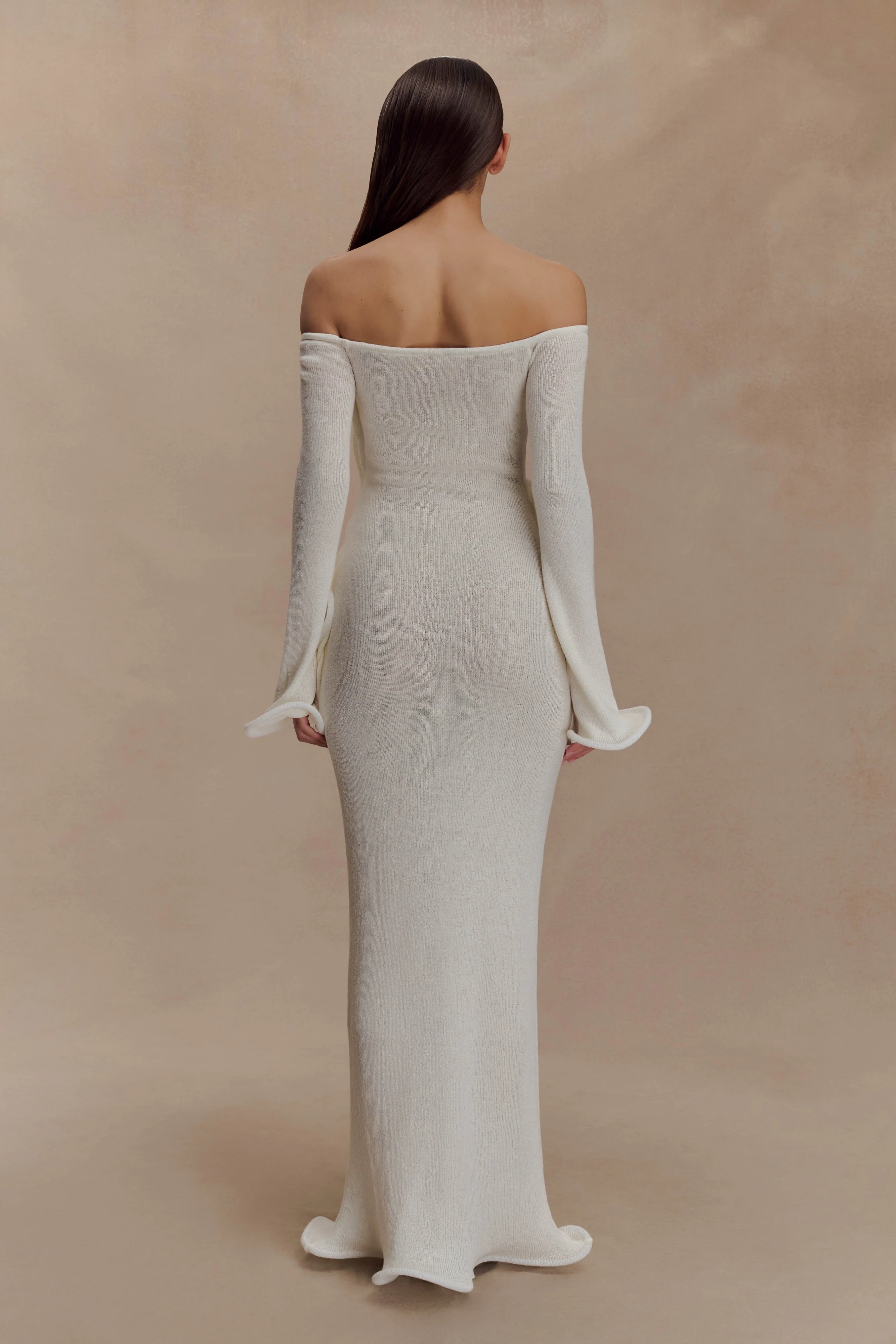 Sandrine Off Shoulder Knit Maxi Dress - White