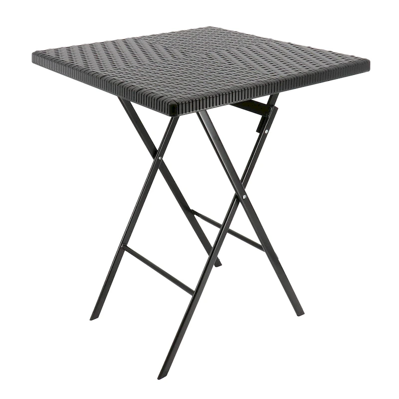 Plastic Rattan Folding Square Table in Black