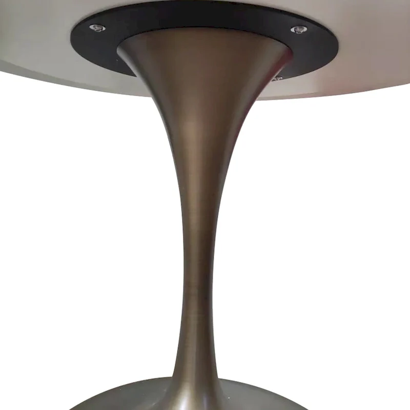 Modern Faux Marble Top Iron Pedestal Dining Table