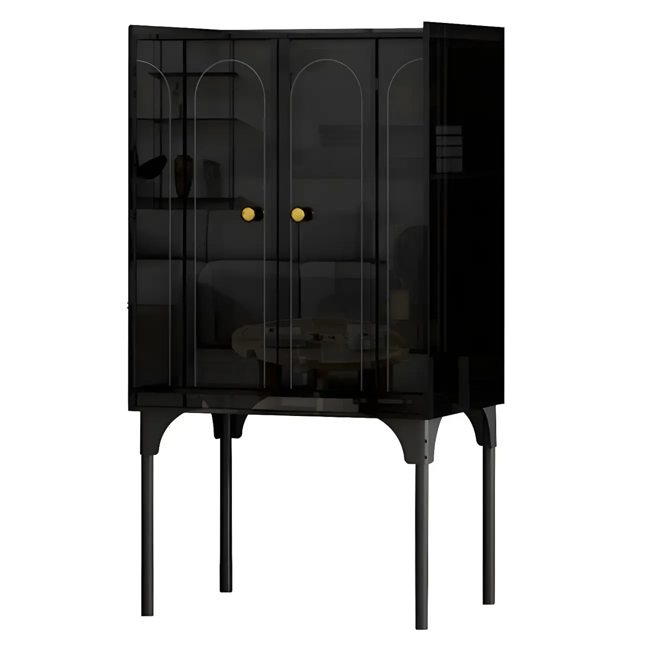 Modern Plastic/Acrylic Sideboard Cabinets with Shelves in Red