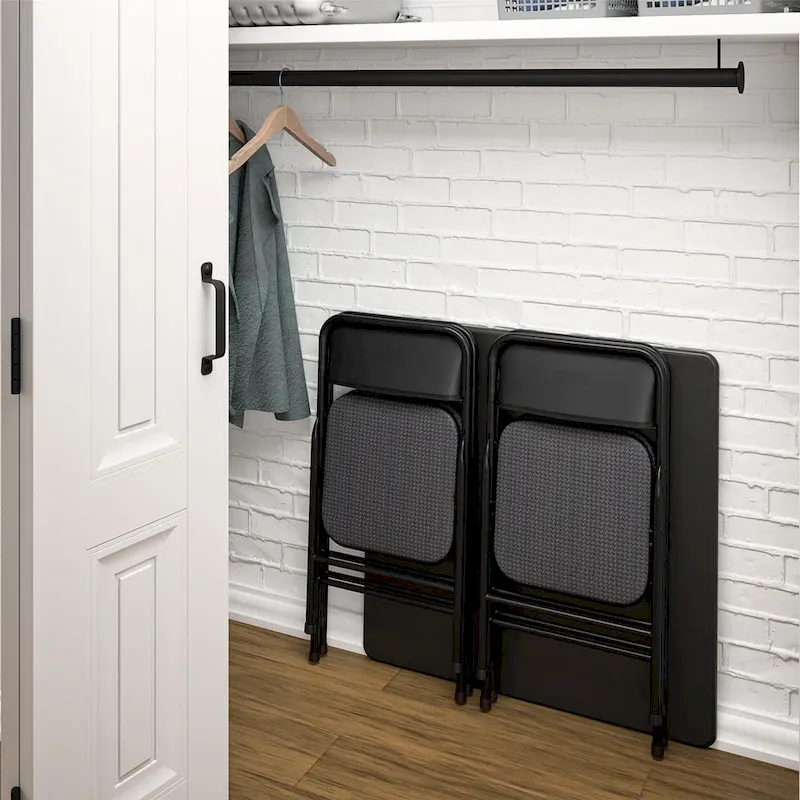 COSCO 5-Piece Folding Vinyl Table and Fabric Chair Set - 5 piece