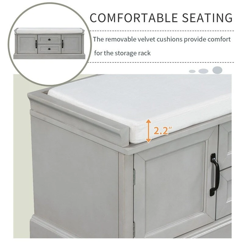 Shoe stool, 2 drawers, 2, removable pads, living room locker, entrance