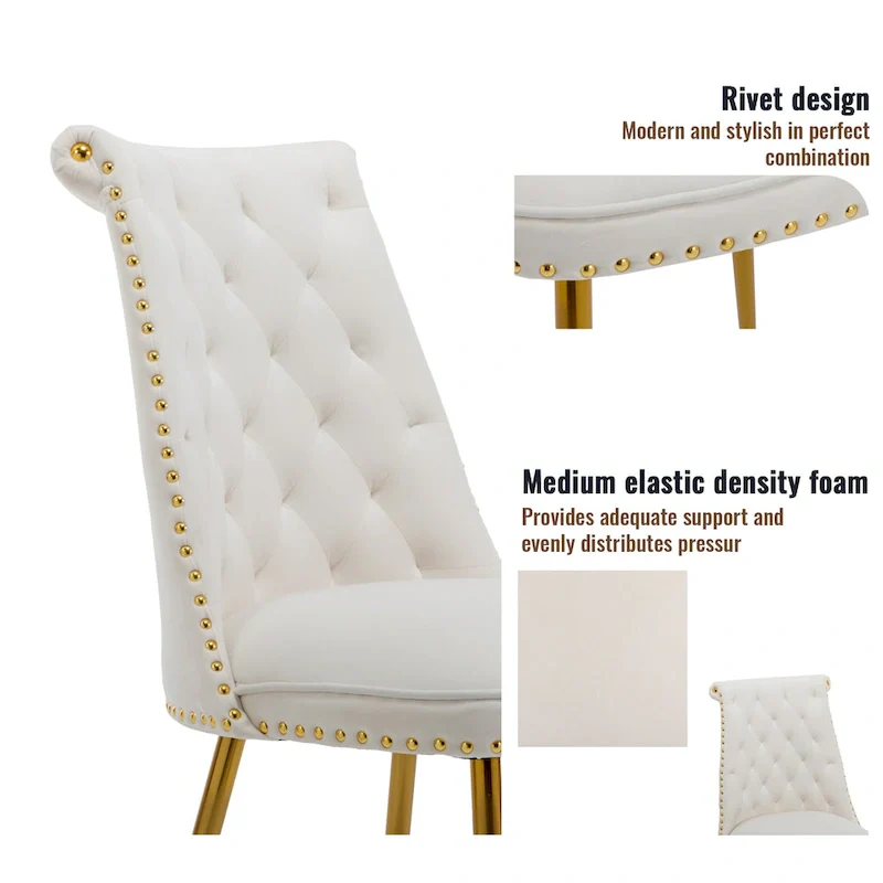 7-Piece Clihome Marble Dining Table with Velvet Chair Dining Chair